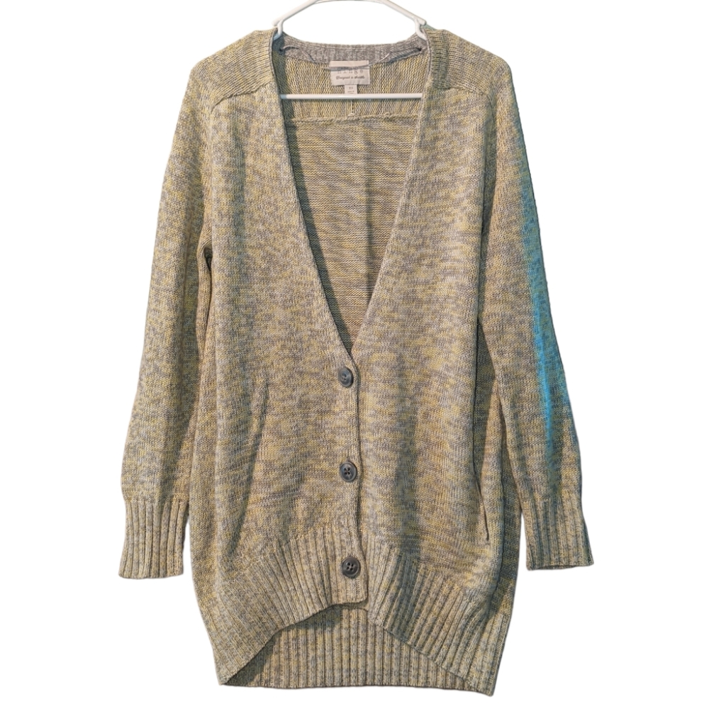 Hinge Button Front Marled Cardigan